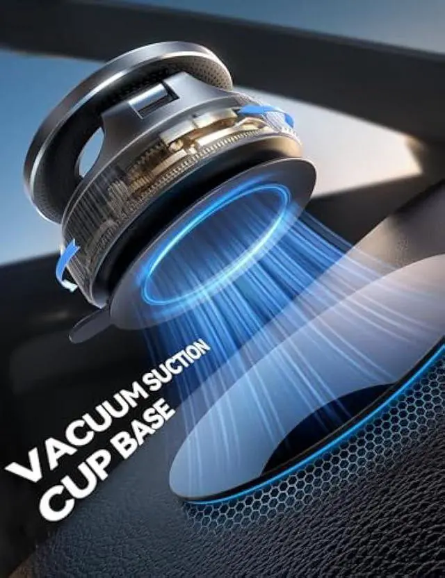 Alt view image 2 of 5 - JOYROOM Magsafe Car Mount, Vacuum Car Phone Mount with Strong Magnet, 360° Metal Strut Suction Cup Phone Mount for iPhone 17 Pro Max/16 15 14 13 12 Series& Android Magsafe Case, Dark Blue