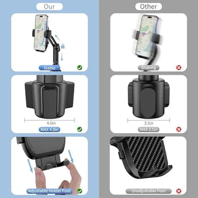 Alt view image 2 of 5 - Cup Phone Mount for Car, [Upgraded Version] Universal Cup Phone Cradle Holder with Long and Adjustable Neck, Friendly Compatible with Cell Phone iPhone, Samsung, Google and All Smartphones