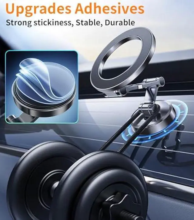 Alt view image 4 of 6 - Kaistyle for Magsafe Car Mount360° Adjustable Magnetic Phone Holder for Car Holder MountAll-Metal Foldable Cell Phone Holders for Your Car Dash for iPhone 16 Pro Max 15 14 13 12 Plus Mini