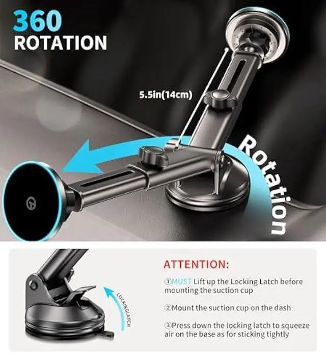 Alt view image 4 of 5 - for MagSafe Car Mount Charger Dash/Windshield/Vent Wireless Car Charger with [LED Light], Strong Magnetic Phone Holder for Car for iPhone 17 16 15 14 13 12 Series, Fit MagSafe Accessories