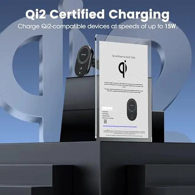 Alt view image 3 of 6 - pitaka for Qi2 MagSafe Car Mount Charger, 15W Magnetic Car Phone Holder for iPhone 17/16/15/14/13 Series with NFC Feature, Air Vent [MagEZ Car Mount Pro 2 Qi2]