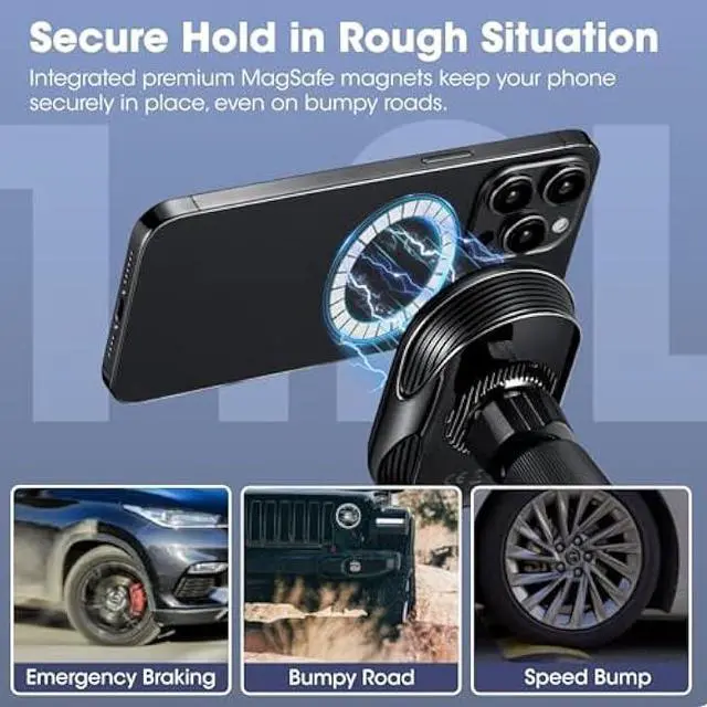 Alt view image 5 of 6 - pitaka for Qi2 MagSafe Car Mount Charger, 15W Magnetic Car Phone Holder for iPhone 17/16/15/14/13 Series with NFC Feature, Air Vent [MagEZ Car Mount Pro 2 Qi2]