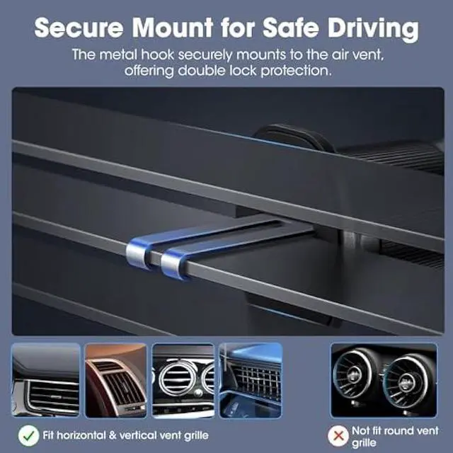 Alt view image 6 of 6 - pitaka for Qi2 MagSafe Car Mount Charger, 15W Magnetic Car Phone Holder for iPhone 17/16/15/14/13 Series with NFC Feature, Air Vent [MagEZ Car Mount Pro 2 Qi2]