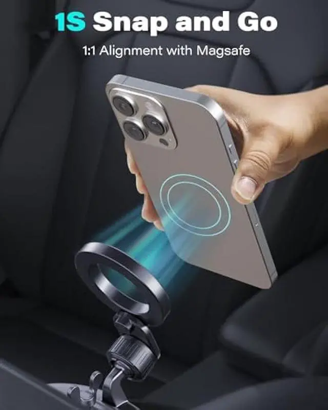 Alt view image 5 of 5 - 1Zero for Magsafe CD Phone Holder for Car [17 Strong Magnets] Magnetic CD Player Phone Mount, Hollow Socket CD Slot Phone Mount for iPhone 17 16 15 14 13 12 Series Pop Grip Ring Holder Magsafe Case