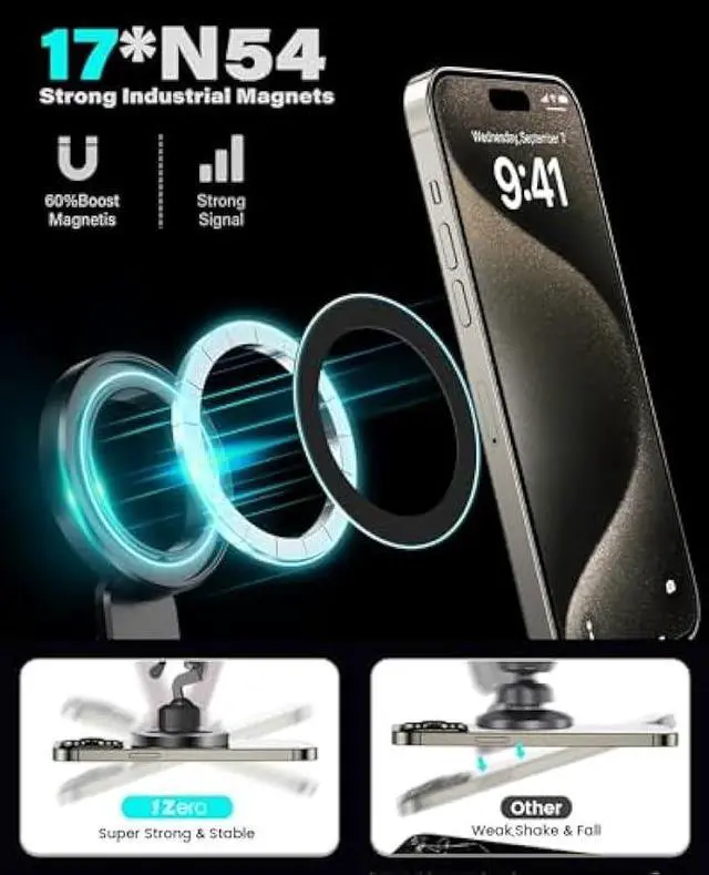 Alt view image 4 of 5 - 1Zero for Magsafe CD Phone Holder for Car [17 Strong Magnets] Magnetic CD Player Phone Mount, Hollow Socket CD Slot Phone Mount for iPhone 17 16 15 14 13 12 Series Pop Grip Ring Holder Magsafe Case