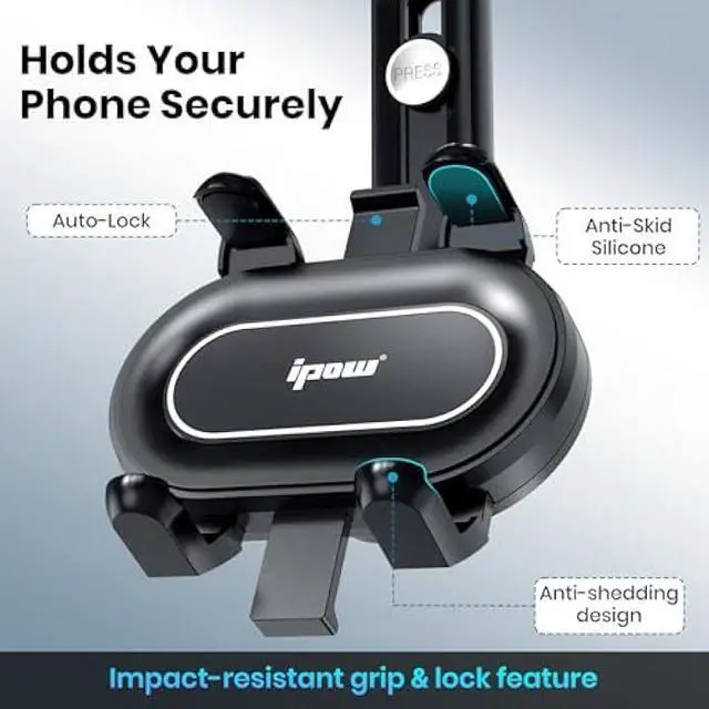 Alt view image 4 of 5 - IPOW Large Rearview Mirror Phone Holder, Rotatable and Retractable, Anti-Shake Phone Mount for Car Compatible with iPhone 17/16/15/14/13/12/11 Pro Max, Samsung All 4-7 Inch Phones