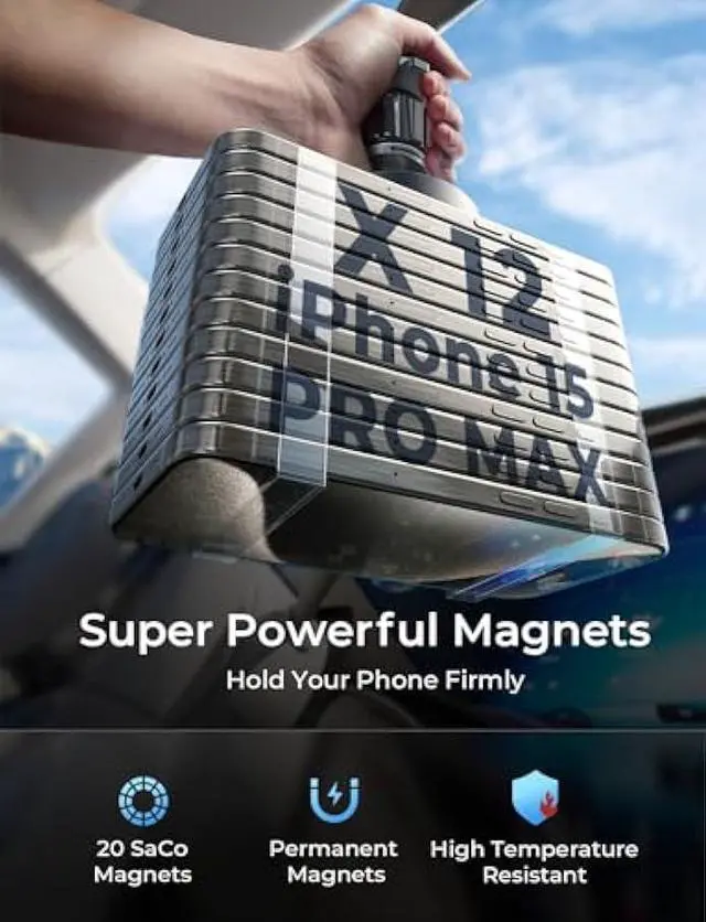 Alt view image 3 of 5 - LISEN for iPhone 17 Pro Max Air Magsafe Car Mount Charger, Fast Charging 15W Air Vent Magnetic Wireless Car Charger, Vent Phone Mount for Car Wireless Charger Fits iPhone 16 15 14 13 12, Black