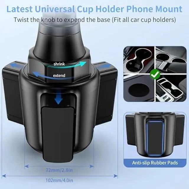 Alt view image 3 of 5 - Cup Phone Mount for Car, [Upgraded Version] Universal Cup Phone Cradle Holder with Long and Adjustable Neck, Friendly Compatible with Cell Phone iPhone, Samsung, Google and All Smartphones