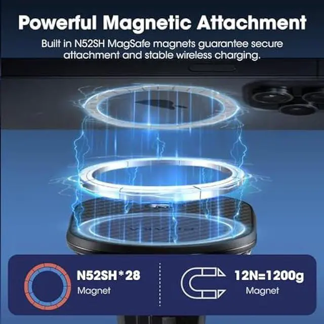 Alt view image 4 of 6 - pitaka for Qi2 MagSafe Car Mount Charger, 15W Magnetic Car Phone Holder for iPhone 17/16/15/14/13 Series with NFC Feature, Air Vent [MagEZ Car Mount Pro 2 Qi2]