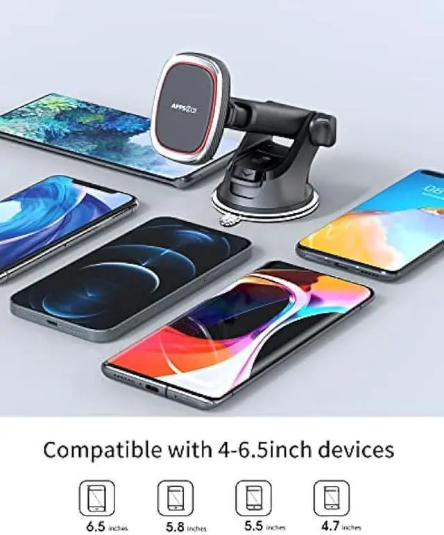 Alt view image 5 of 5 - APPS2Car Magnetic Phone Mount, Dashboard Windshield Suction Cup Car Phone Holder Phone Mount with 6 Strong Magnets, Adjustable Telescopic Arm, Compatible with iPhone/Air/Pro/Max/All Smart Phones