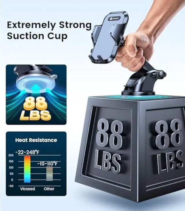Alt view image 2 of 5 - VICSEED [No.1 Powerful Suction] [Rally Racing-Grade Stability] Phone Holders for Your Car 2025 Upgraded Car Phone Holder Mount Truck Stand for Dashboard Windshield Vent for iPhone Samsung All Phones