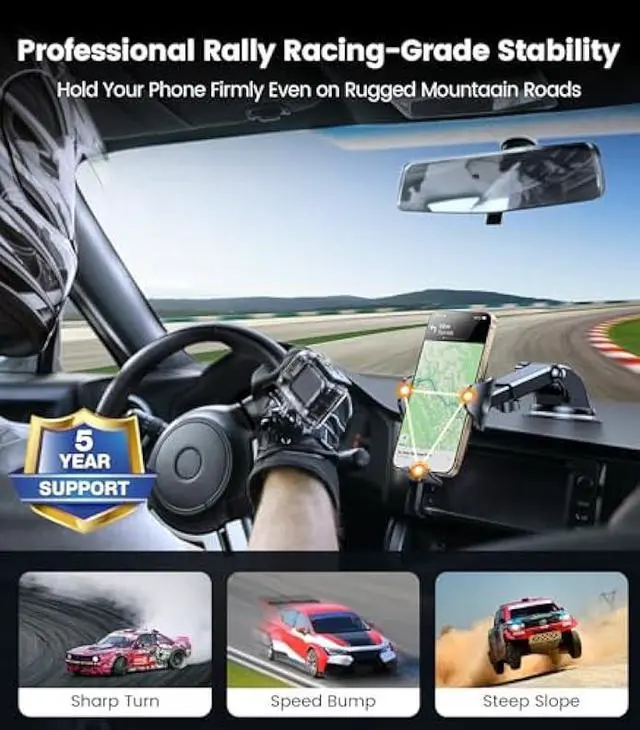 Alt view image 3 of 5 - VICSEED [No.1 Powerful Suction] [Rally Racing-Grade Stability] Phone Holders for Your Car 2025 Upgraded Car Phone Holder Mount Truck Stand for Dashboard Windshield Vent for iPhone Samsung All Phones