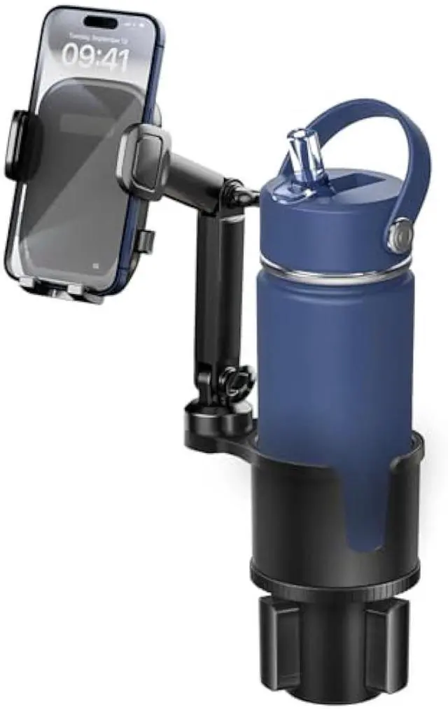 Main image of Cup Phone Holder for Car with Expandable Base, 2 in 1 Adjustable Hands Free Cell Phone Holders Car Cupholder Mount, Friendly Fit Large Bottle & iPhone All Cellphone for Truck SUV | No Shake Design