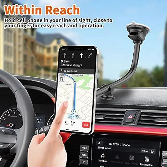 Alt view image 2 of 5 - 1Zero Magnetic Phone Car Mount 14-Inch Gooseneck Long Arm Extension, Universal Windshield Dashboard Industrial-Strength Suction Cup Car Phone Holder with 6 Strong Magnets, for All Cell Phones iPhone