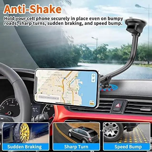 Alt view image 3 of 5 - 1Zero Magnetic Phone Car Mount 14-Inch Gooseneck Long Arm Extension, Universal Windshield Dashboard Industrial-Strength Suction Cup Car Phone Holder with 6 Strong Magnets, for All Cell Phones iPhone
