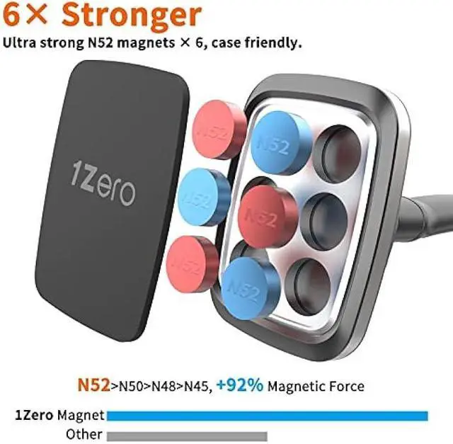 Alt view image 5 of 5 - 1Zero Magnetic Phone Car Mount 14-Inch Gooseneck Long Arm Extension, Universal Windshield Dashboard Industrial-Strength Suction Cup Car Phone Holder with 6 Strong Magnets, for All Cell Phones iPhone