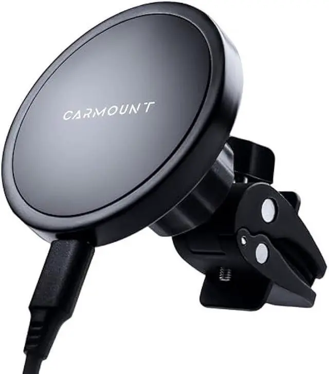 Main image of CARMOUNT X1 Wireless MagSafe Car Mount for iPhone 12/13/14/15/16 Models | Vent and Dashboard Holder Attachment | for Suction Cup Base | 15W Fast Charging | Adjustable 360° Rotation