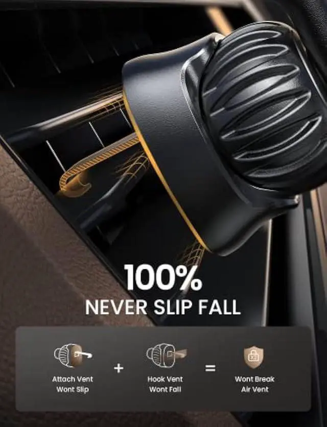 Alt view image 6 of 7 - LISEN Cell Phone Car Mount for iPhone [Enjoy Never Blocking], Universal Car Phone Holder Vent Phone Mount for Car [2 Hook Kit] Hands Free Phone Car Mount Fits iPhone 16 15 Pro Max Plus Samsung, Brown