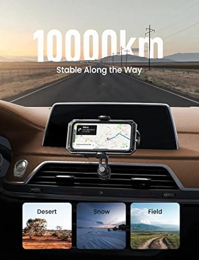 Alt view image 7 of 7 - LISEN Cell Phone Car Mount for iPhone [Enjoy Never Blocking], Universal Car Phone Holder Vent Phone Mount for Car [2 Hook Kit] Hands Free Phone Car Mount Fits iPhone 16 15 Pro Max Plus Samsung, Brown