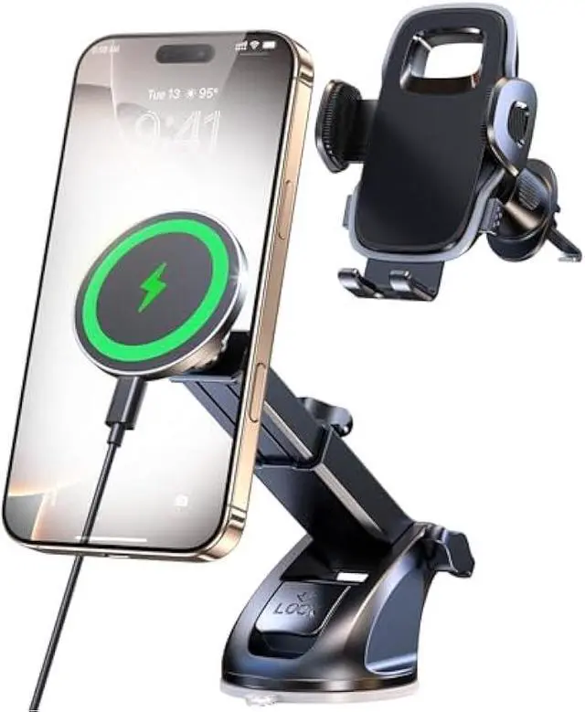 Alt view image 3 of 6 - New 2025 Vacuum Magnetic Phone Suction Holder, 15W Wireless Charger for MagSafe Car Mount & Dashboard Windshield Vent Holder, All-Weather Suction for Uber, iPhone 16/15/14 Pro Max Plus