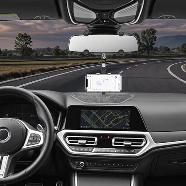 Alt view image 4 of 5 - SXhyf Rear View Mirror Phone Holder, 2023 Rotatable and Retractable Car Phone Mount, Cell Phone Holder Car Fit for iPhone 11 12 13 14 Pro Max Samsung All Phone