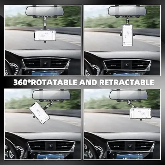 Alt view image 5 of 5 - SXhyf Rear View Mirror Phone Holder, 2023 Rotatable and Retractable Car Phone Mount, Cell Phone Holder Car Fit for iPhone 11 12 13 14 Pro Max Samsung All Phone