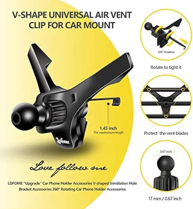 Alt view image 3 of 5 - Universal Air Vent Clip for Car Mount,Sturdy Vent Grip for Most Car Phone Holder&Wireless Car Charger-Only Vent Clip for Replace/Upgrad(Compatible with Joint Ball Diameter 0.67 in/17mm)