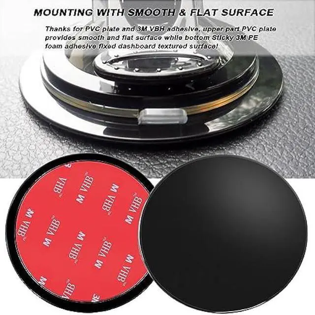 Alt view image 3 of 7 - 4 Pack 95mm Black Adhesive Dashboard Pad Mounting Disk, Mounting Disk for Suction Cup, Dash Mount Pad, 3.74 Inch Universal Suction Cup Adhesive Disc for GPS, Smartphones, Car Cameras