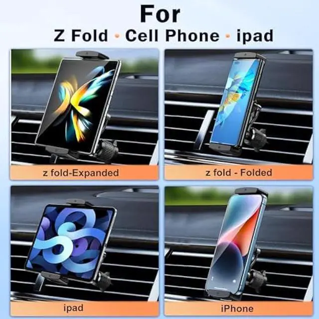 Alt view image 2 of 5 - Long Arm Car Phone Mount for Samsung Galaxy Z Fold 7 6 5 4 3 Accessories Tablet Holder for Air Vent Handsfree, 360° Rotatable Fit for iPad mini 6 Pro iPad Air Pixel and More 4-12.9 Device