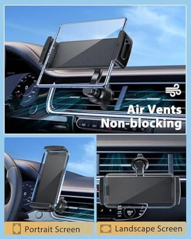 Alt view image 3 of 5 - Long Arm Car Phone Mount for Samsung Galaxy Z Fold 7 6 5 4 3 Accessories Tablet Holder for Air Vent Handsfree, 360° Rotatable Fit for iPad mini 6 Pro iPad Air Pixel and More 4-12.9 Device