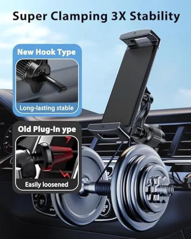 Alt view image 5 of 5 - Long Arm Car Phone Mount for Samsung Galaxy Z Fold 7 6 5 4 3 Accessories Tablet Holder for Air Vent Handsfree, 360° Rotatable Fit for iPad mini 6 Pro iPad Air Pixel and More 4-12.9 Device