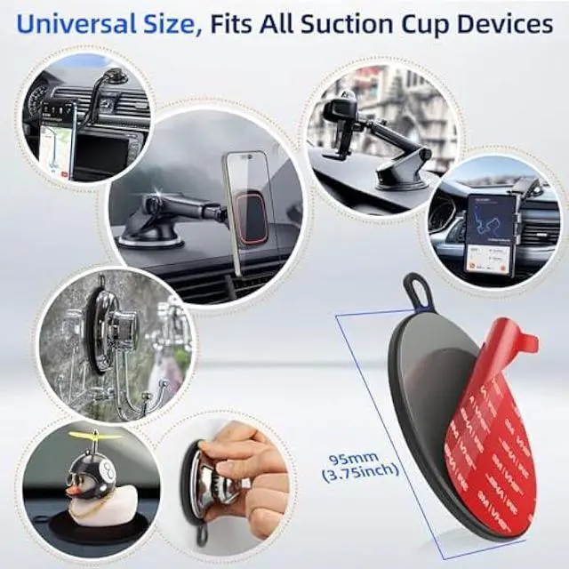 Alt view image 3 of 5 - Dashboard Pad Mounting Disk for Suction Cup, 3.75 Large Plastic 3M Extra Strong Adhesive Disc for Dash Windshield Holder, Camera GPS, Tablet, Car Phone Mount Base with Sticky Adhesive Replacement