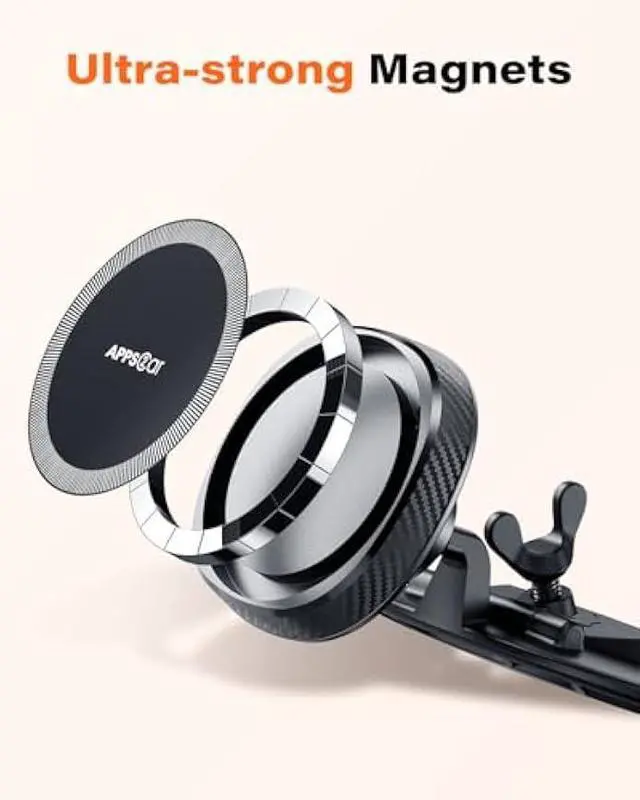 Alt view image 2 of 6 - APPS2Car for Magsafe CD Player Phone Mount [17 Strong Magnets] Magnetic CD Phone Holder for Car Hands-Free Car Mount Compatible with iPhone 17 16 15 14 13 12 Pro Max Mini Plus MagSafe Case All Phones