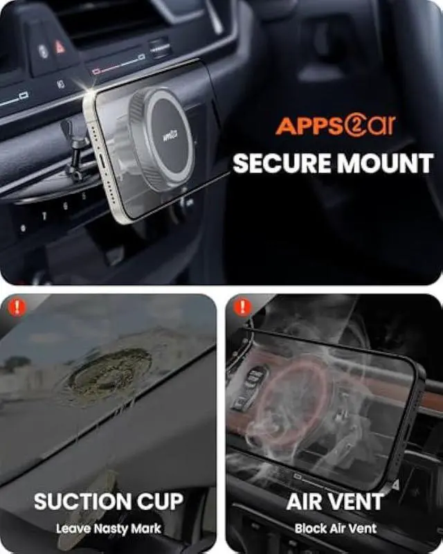 Alt view image 4 of 6 - APPS2Car for Magsafe CD Player Phone Mount [17 Strong Magnets] Magnetic CD Phone Holder for Car Hands-Free Car Mount Compatible with iPhone 17 16 15 14 13 12 Pro Max Mini Plus MagSafe Case All Phones