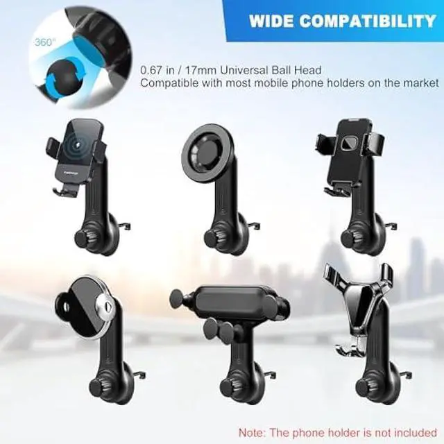 Alt view image 2 of 5 - Car Vent Clip for Car Mount [Never Blocking] Universal Car Phone Holder Mount Vent Clip Replacement, 17mm Ball Joint Air Vent Clip for Car Fits Most Car Phone Holder and Wireless Car Charger