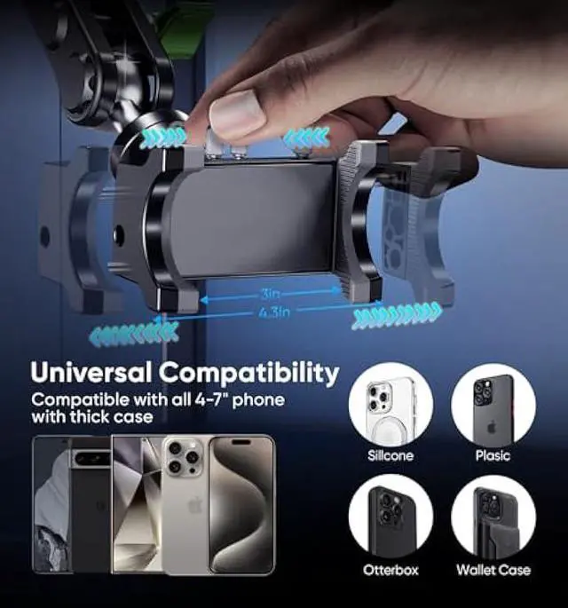 Alt view image 5 of 5 - MAGIC JOHN Car Phone Holder, Ultra-Durable Mteal Phone Holders for Your Car, 360° Rotation Cell Phone Car Mount for Windshield, Suction Cup Car Phone Mount for iPhone Samsung All Smartphone