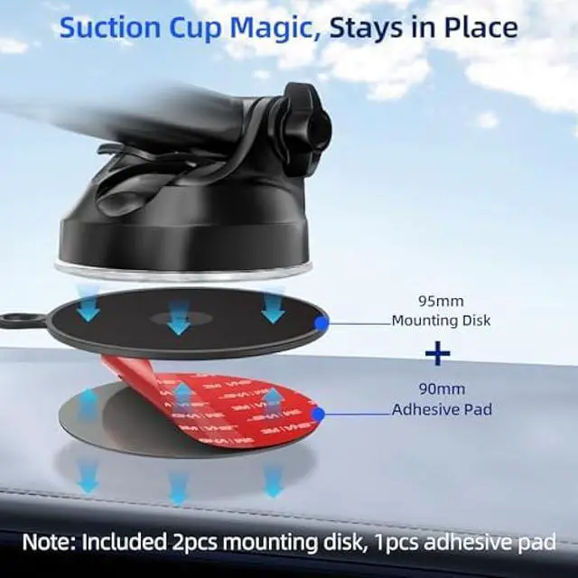 Alt view image 2 of 5 - Dashboard Pad Mounting Disk for Suction Cup, 3.75 Large Plastic 3M Extra Strong Adhesive Disc for Dash Windshield Holder, Camera GPS, Tablet, Car Phone Mount Base with Sticky Adhesive Replacement