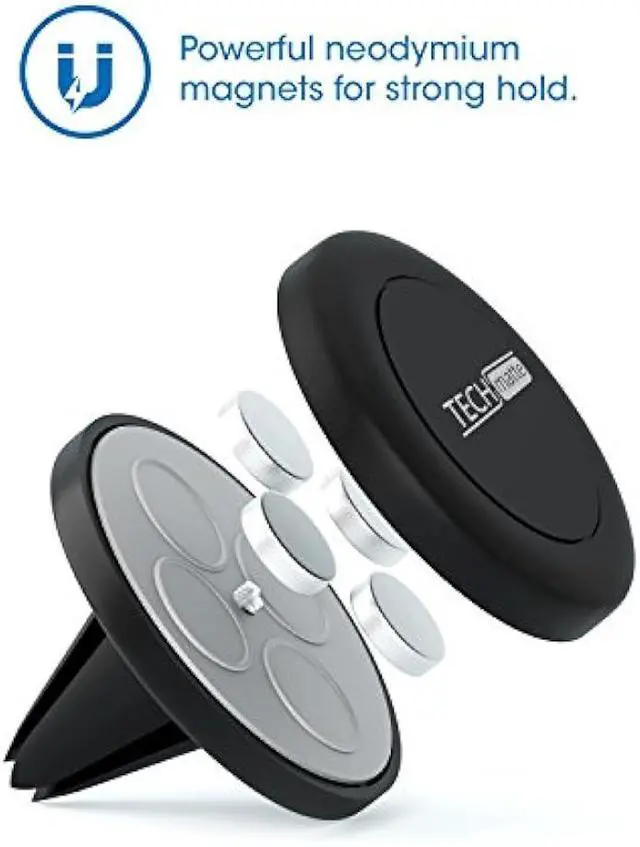 Alt view image 3 of 6 - TechMatte Magnetic Car Phone Mount (2-Pack) - Universal Air Vent Magnetic Phone Mount Holder (2-Pack, Black)