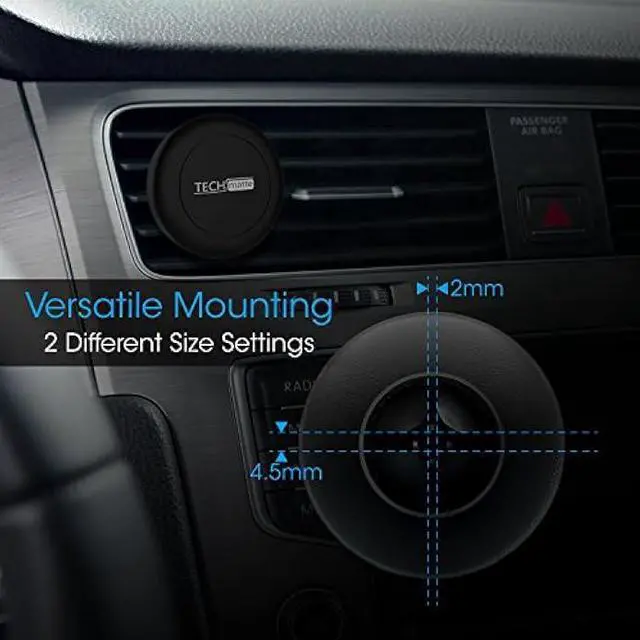 Alt view image 6 of 6 - TechMatte Magnetic Car Phone Mount (2-Pack) - Universal Air Vent Magnetic Phone Mount Holder (2-Pack, Black)