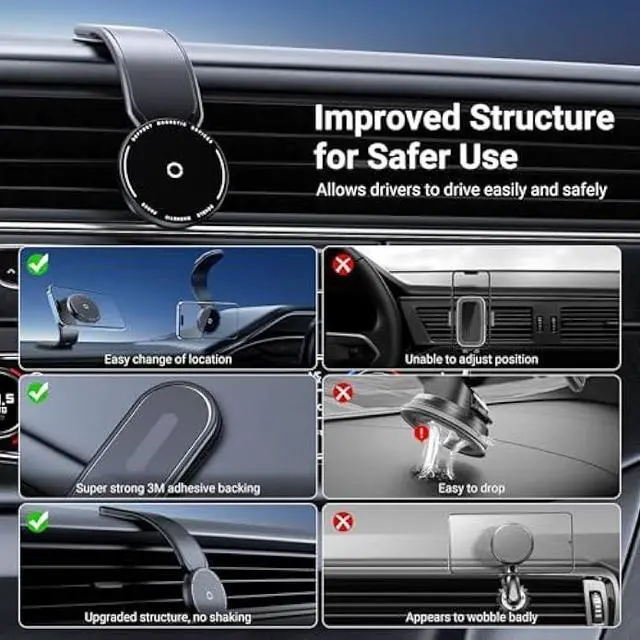 Alt view image 5 of 5 - This Hill Magnetic Car Phone Holder, Bendable Aluminum Arm Car Magnet Phone Mount18 Strong Magnets, Magnetic Phone Holder for Car Dashboard/Windshield, Compatible with iPhone 16 15 14 13 12 Series