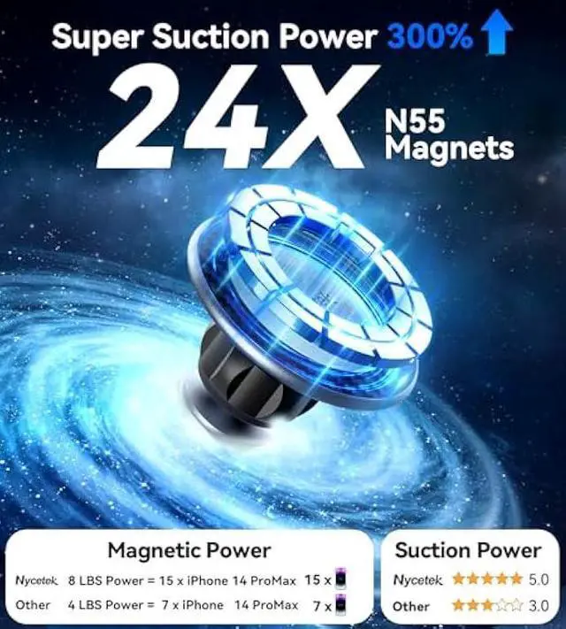 Alt view image 2 of 5 - Nycetek Tesla Phone Mount Holder for, [Super Suction Power] Dashboard Magnetic iPhone Car Mount for Tesla Model Y/3/S/X Accessories 2025, Alloy Foldable Car Holder for iPhone Samsung and More