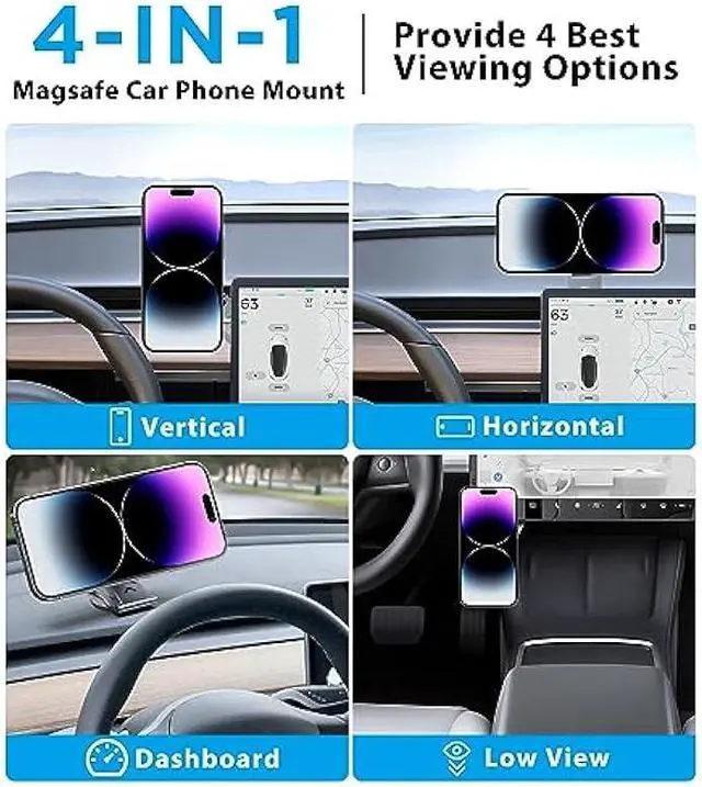 Alt view image 4 of 5 - Nycetek Tesla Phone Mount Holder for, [Super Suction Power] Dashboard Magnetic iPhone Car Mount for Tesla Model Y/3/S/X Accessories 2025, Alloy Foldable Car Holder for iPhone Samsung and More