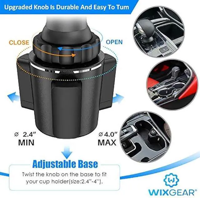 Alt view image 5 of 5 - WixGear Cup Holder Phone Mount, Adjustable Long Neck Cellphone Holder for Car, Upgraded Version, Cup Phone Holder for Car with Expandable Side Arms, Compatible with iPhone Samsung Google & All Phones