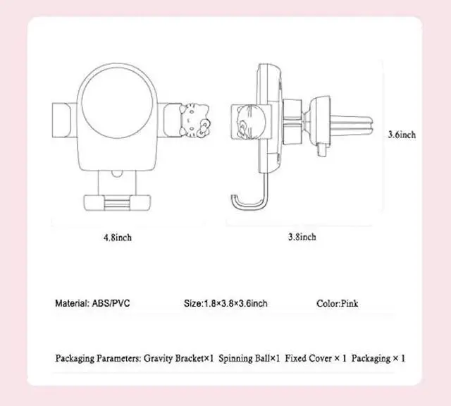 Alt view image 4 of 6 - Cute Phone Mount for Car, Pink Cat Air Vent Clip Car Phone Holder Mount Fit for All Cell Phone, Pretty Car Accessories for Women and Girls