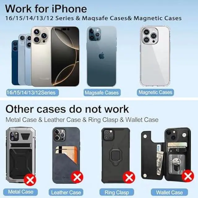 Alt view image 4 of 5 - Magsafe Car Mount Wireless Car Charger [15W PRO ] Universal Vent Car Charging Fits iPhone16 Pro Max Plus Mini 16 15 14 13 12