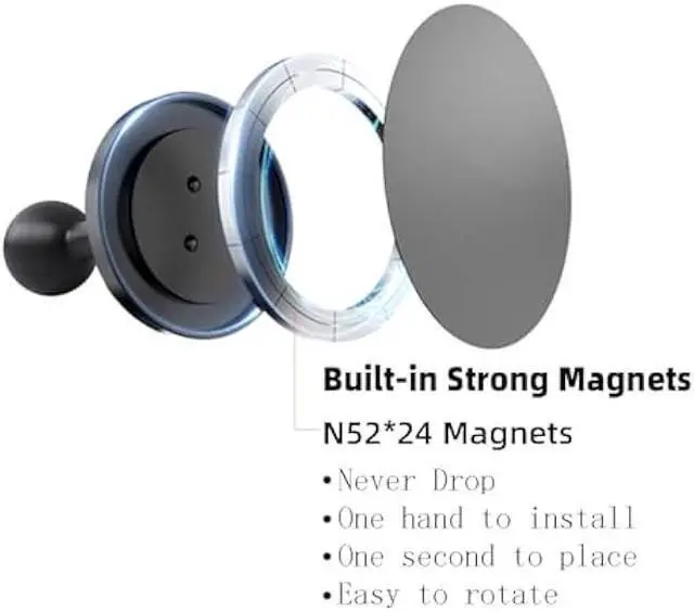 Alt view image 2 of 7 - Super Magnetic Cell Phone Holder Base with 1 Ball for MagSafe iPhone 15 14 13 12 Series,Compatible with RAM mounts and Other B Size Ball Double Socket Arm