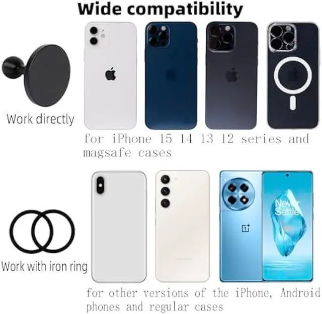 Alt view image 3 of 7 - Super Magnetic Cell Phone Holder Base with 1 Ball for MagSafe iPhone 15 14 13 12 Series,Compatible with RAM mounts and Other B Size Ball Double Socket Arm