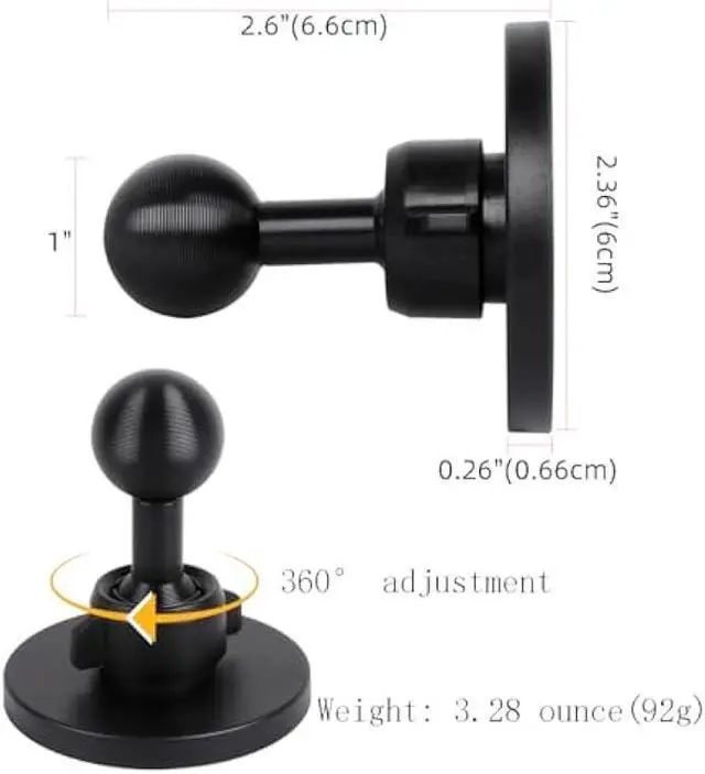 Alt view image 5 of 7 - Super Magnetic Cell Phone Holder Base with 1 Ball for MagSafe iPhone 15 14 13 12 Series,Compatible with RAM mounts and Other B Size Ball Double Socket Arm