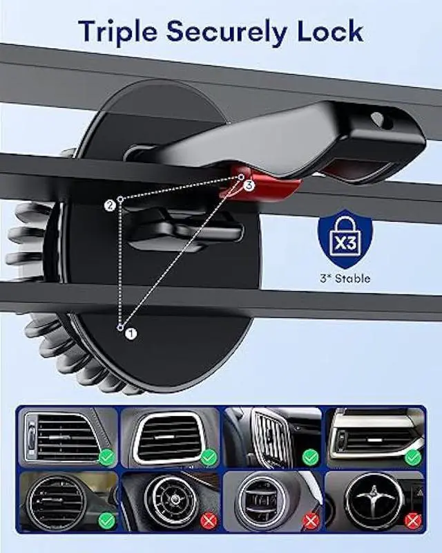 Alt view image 3 of 5 - ZEEHOO Car Mount Vent Clip Replacement, Universal Air Vent Clip [0.67in(17 mm) Ball Joint] for Wireless Car Charger&Car Phone Holder, Vent Ball Mount for Garmin Nuvi Serie 3.5-7 Sat Nav