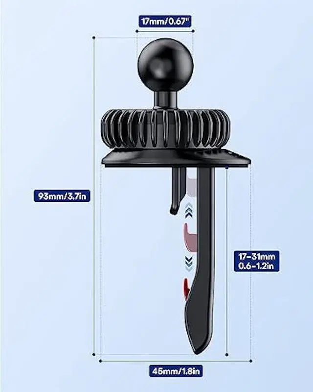 Alt view image 4 of 5 - ZEEHOO Car Mount Vent Clip Replacement, Universal Air Vent Clip [0.67in(17 mm) Ball Joint] for Wireless Car Charger&Car Phone Holder, Vent Ball Mount for Garmin Nuvi Serie 3.5-7 Sat Nav